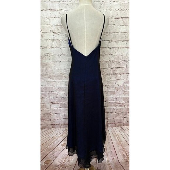 Rimini Womens 4 Sleeveless 100% Silk Cocktail Midi Dress Sheer Layered Tiers - Picture 7 of 11